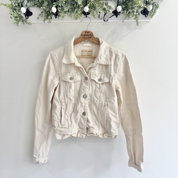 Free People Jackets & Blazers - Free People Rumors Cream Denim Jacket Small